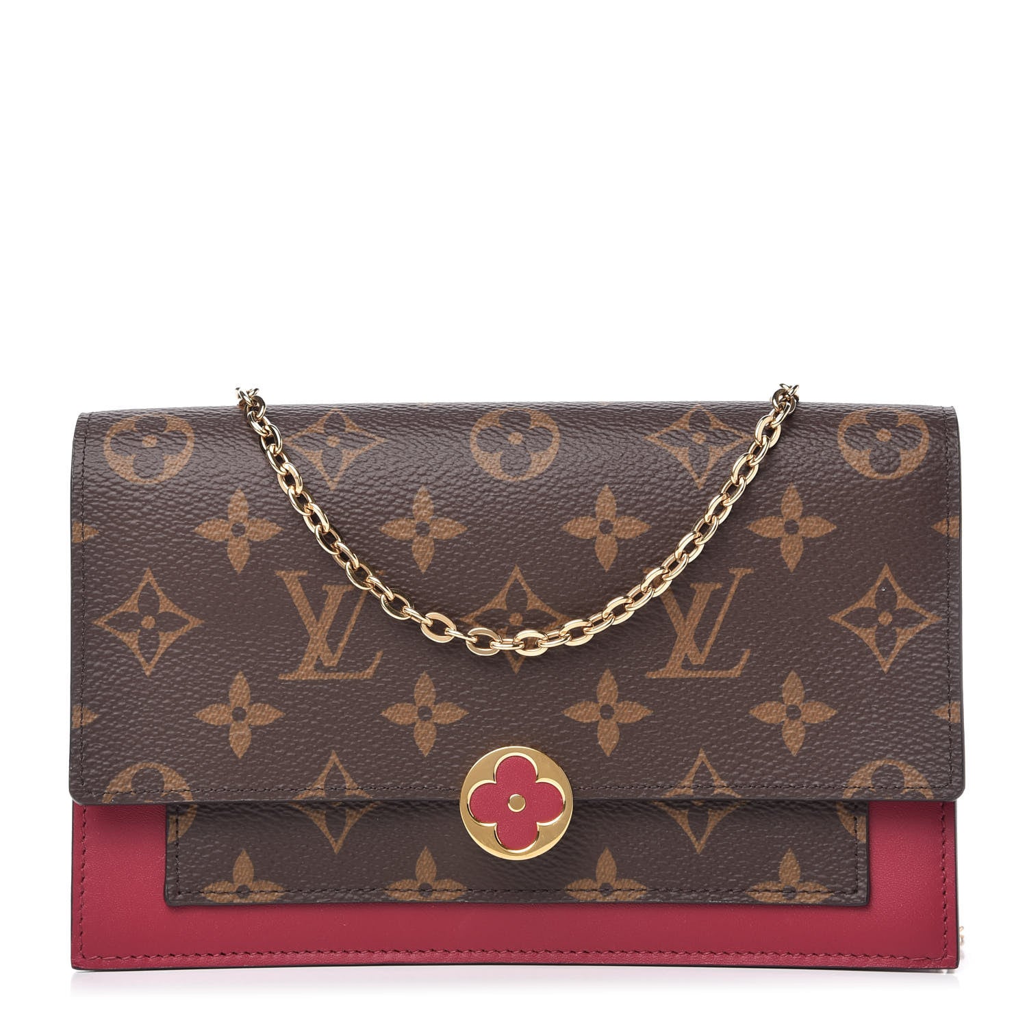 Louis Vuitton Monogram Flore Chain Wallet Fuchsia 1 of 10