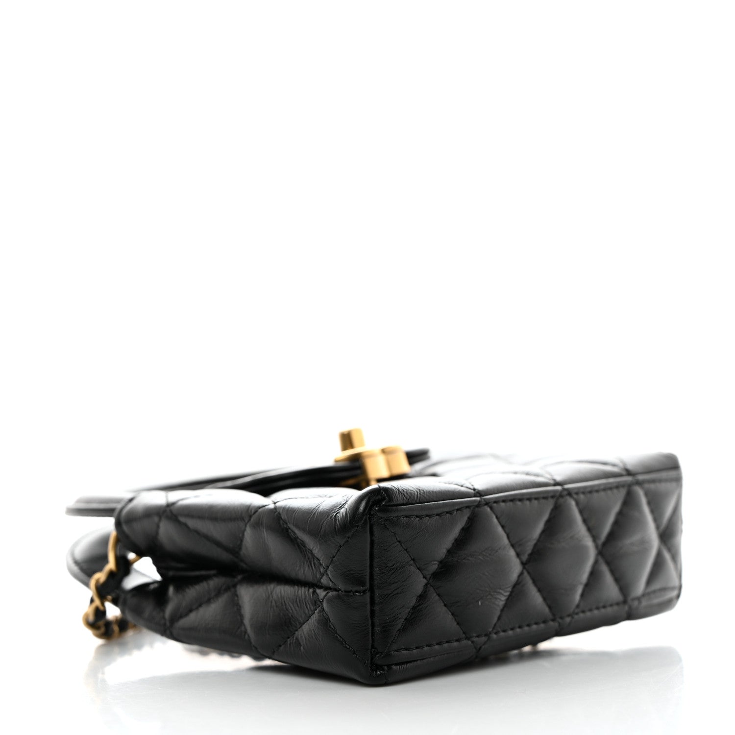 Chanel Shiny Aged Calfskin Quilted Mini Nano Kelly Shopper Black 4 of 11