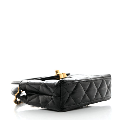 Chanel Shiny Aged Calfskin Quilted Mini Nano Kelly Shopper Black 4 of 11