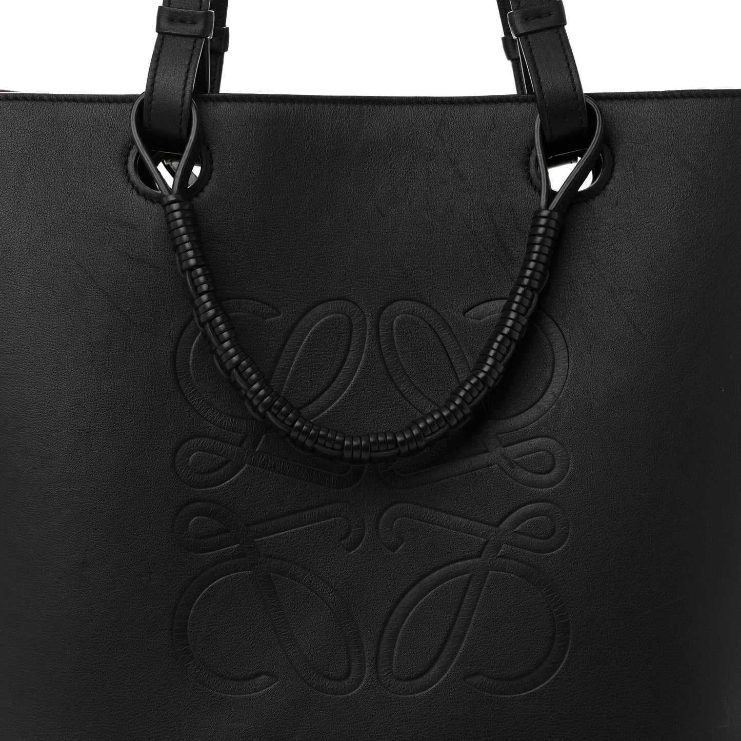 Canvas Calfskin Medium Anagram Tote Black