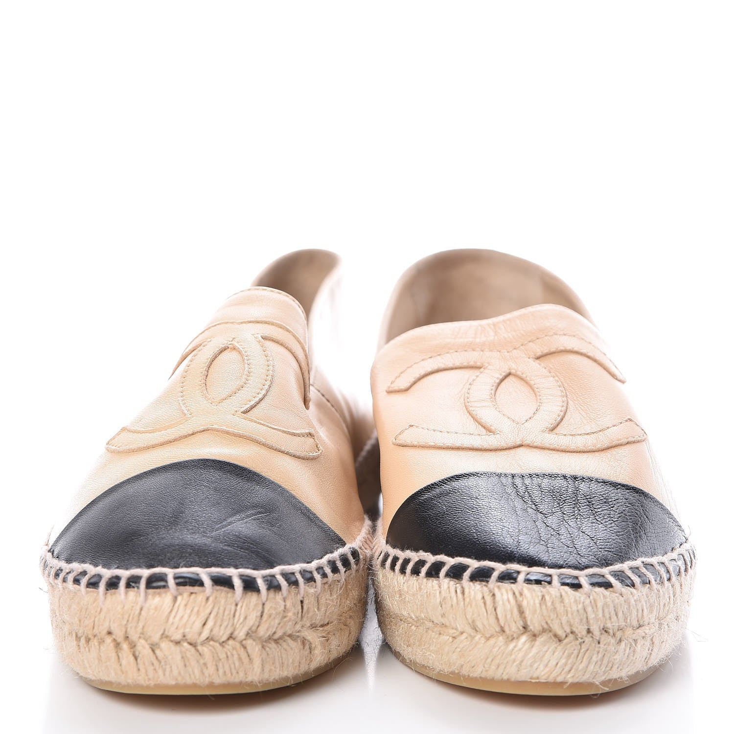 Chanel Lambskin CC Espadrilles 41 Beige Black 2 of 8