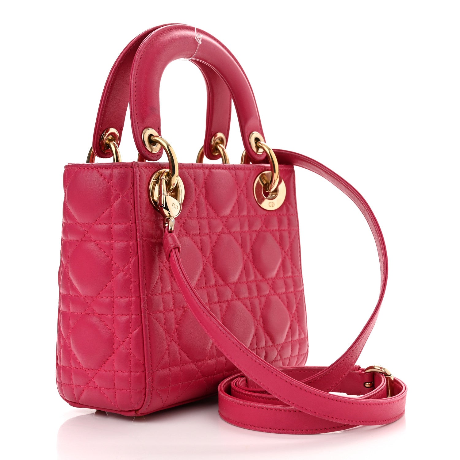 Christian Dior Lambskin Cannage Mini Lady Dior Fuchsia 3 of 11