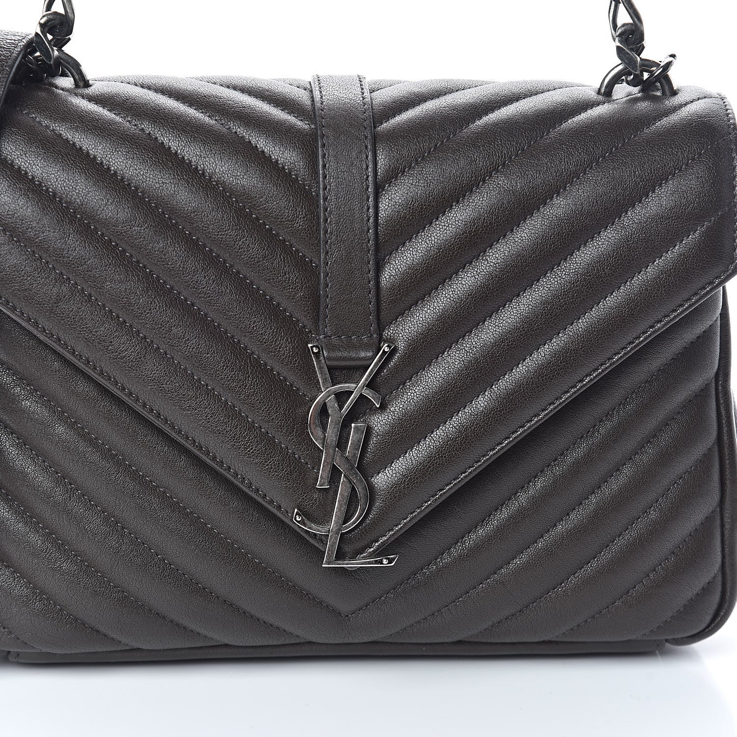 Saint Laurent Calfskin Matelasse Chevron Monogram Medium College Bag Faggio 7 of 9