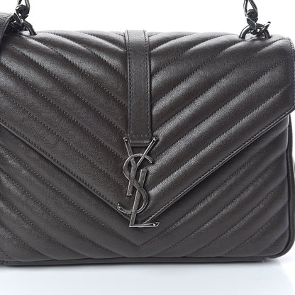Saint Laurent Calfskin Matelasse Chevron Monogram Medium College Bag Faggio 7 of 9