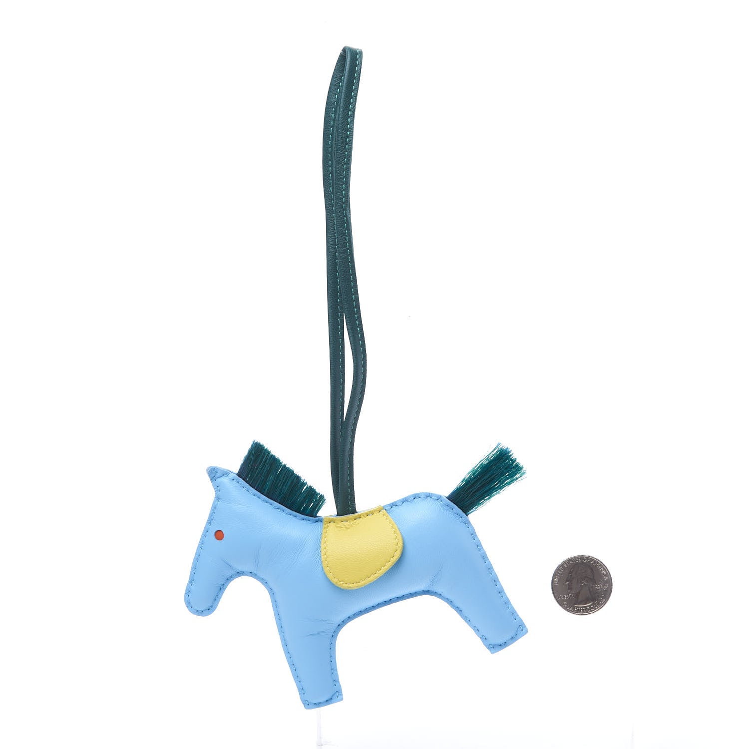 Hermes Milo Lambskin Grigri Rodeo Horse Bag Charm MM Bleu Celeste Lime Malachite 2 of 3