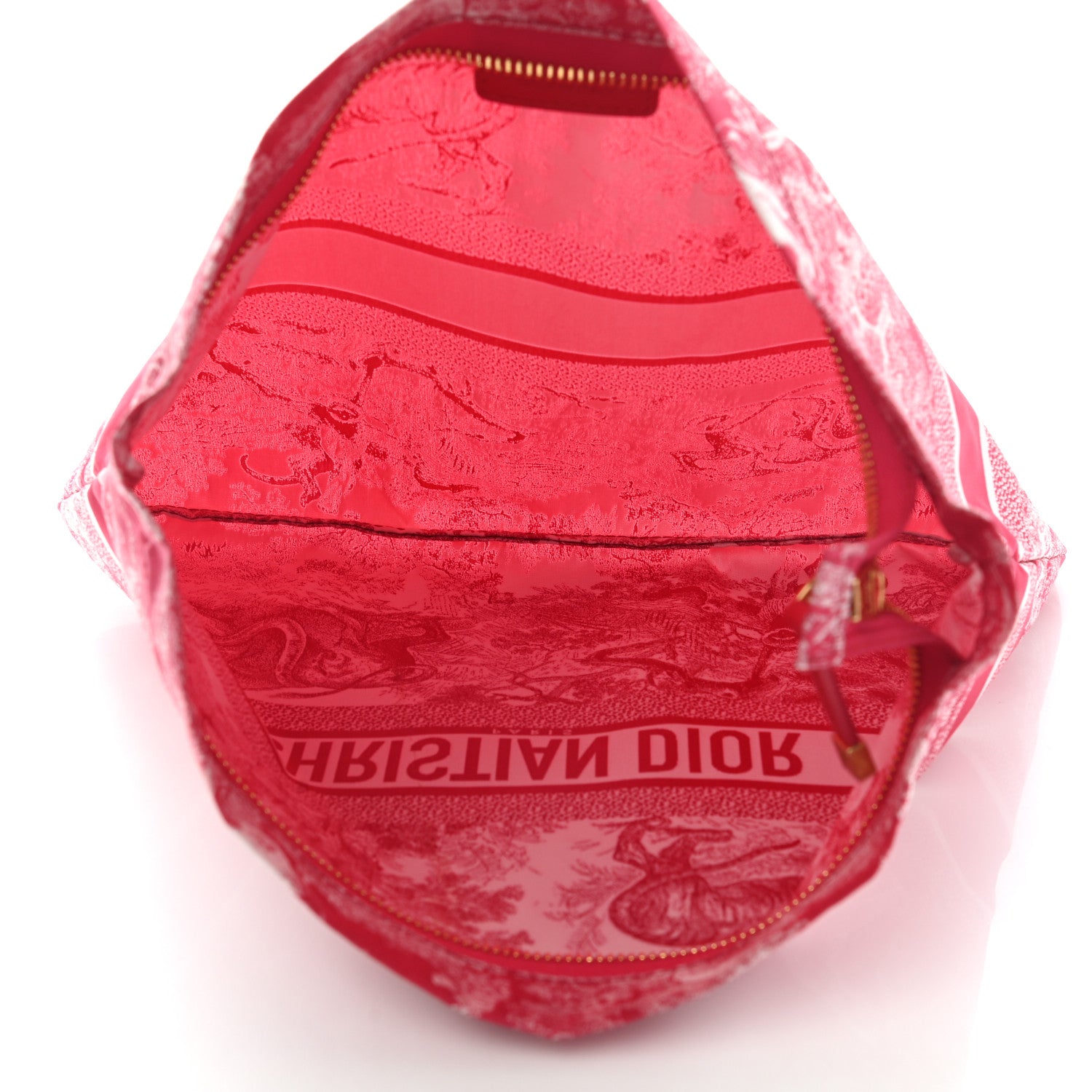 Christian Dior Canvas Embroidered Toile De Jouy Diortravel Zipped Pouch Raspberry 5 of 8