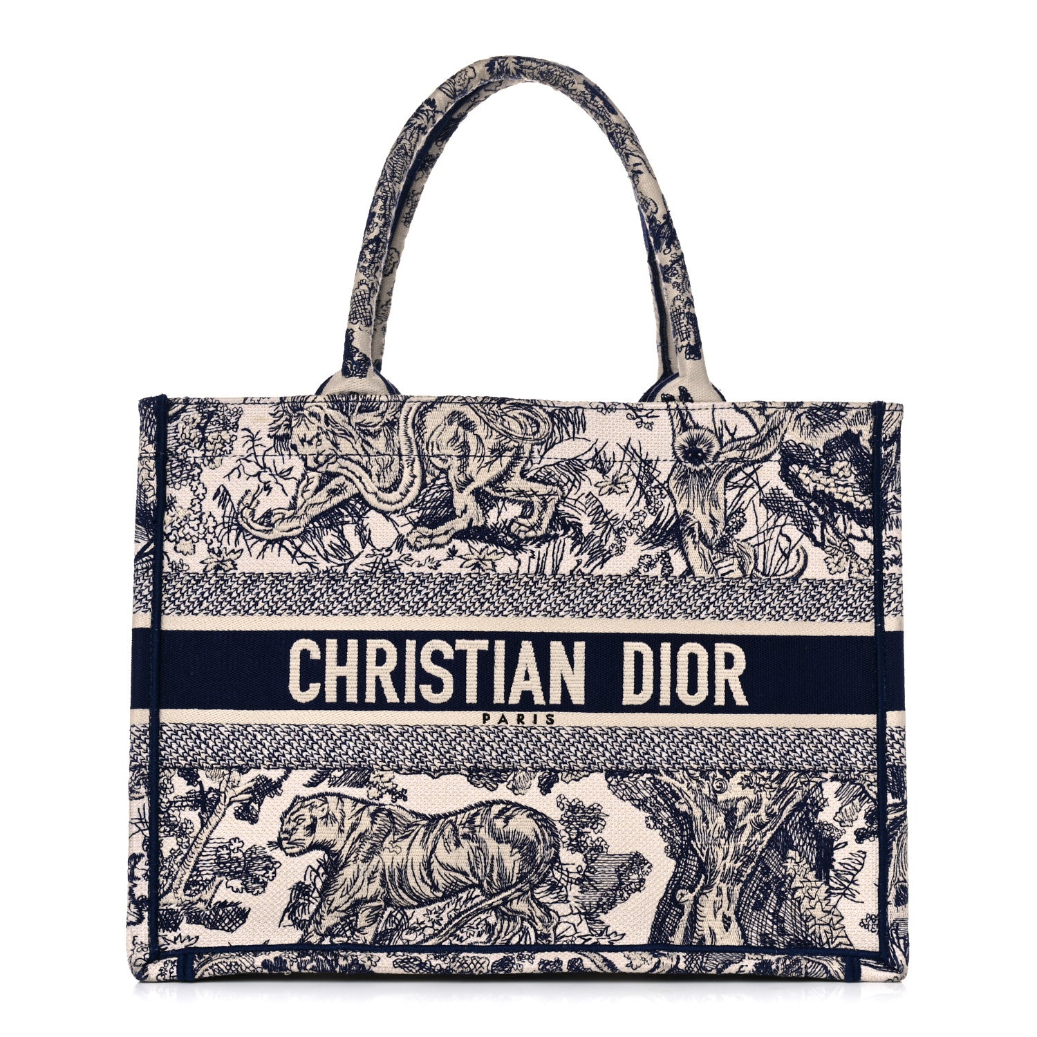 Christian Dior Canvas Embroidered Medium Dioriviera Toile De Jouy Book Tote Blue 1 of 10