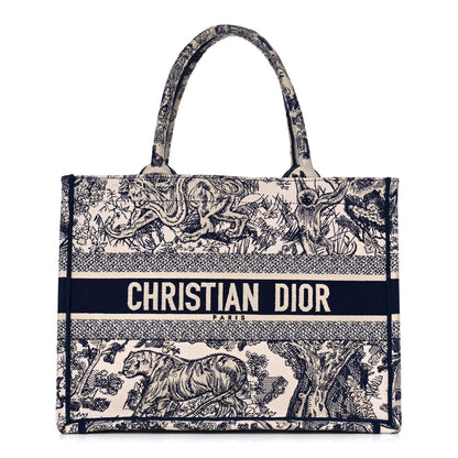 Christian Dior Canvas Embroidered Medium Dioriviera Toile De Jouy Book Tote Blue 1 of 10