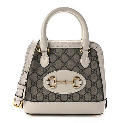 Gucci GG Supreme Monogram Azalea Calfskin Mini Horsebit 1955 Top Handle Bag Beige Ebony Mystic White 1 of 8