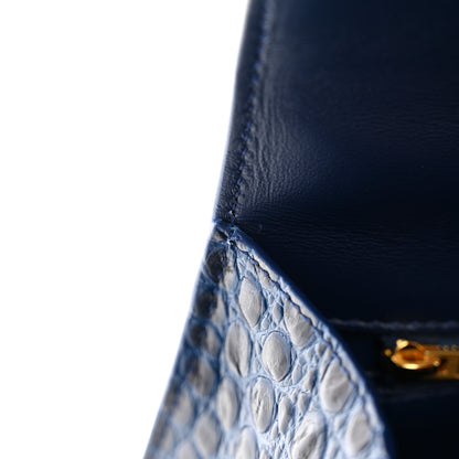 Balenciaga Shiny Calfskin Crocodile Embossed Small Hourglass Top Handle Bag Navy 11 of 12