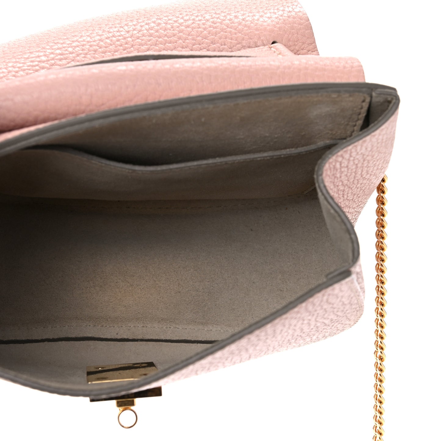 Grained Lambskin Mini Drew Shoulder Bag Cement Pink