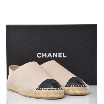 Chanel Grained Calfskin CC Espadrilles 39 Beige Black 10 of 10
