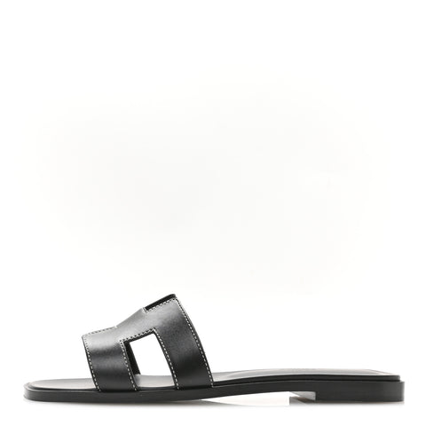 Box Calfskin Oran Sandals 36.5 Black