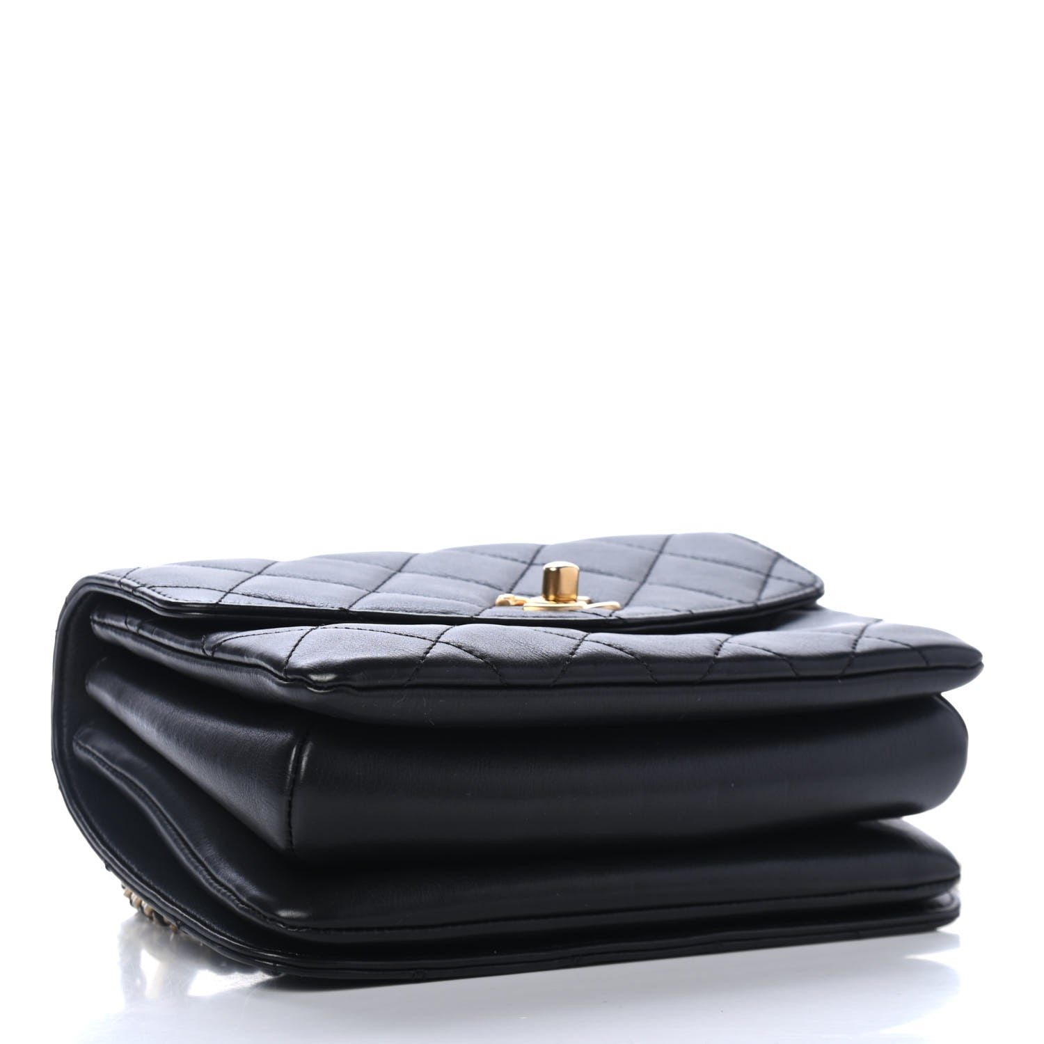Chanel Calfskin Quilted Small Gold Top Handle Flap Black 3 of 4
