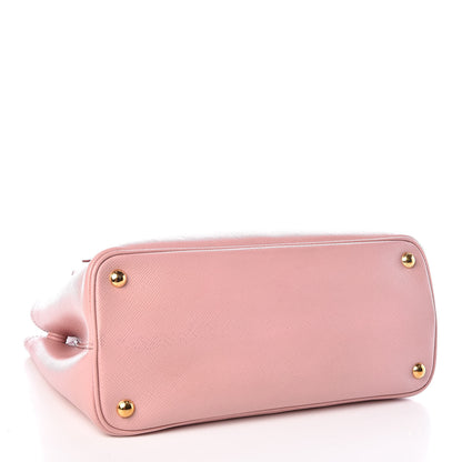 Prada Saffiano Cuir Bi-Color Small Double Handle Bag Pesca Tamaris 4 of 15