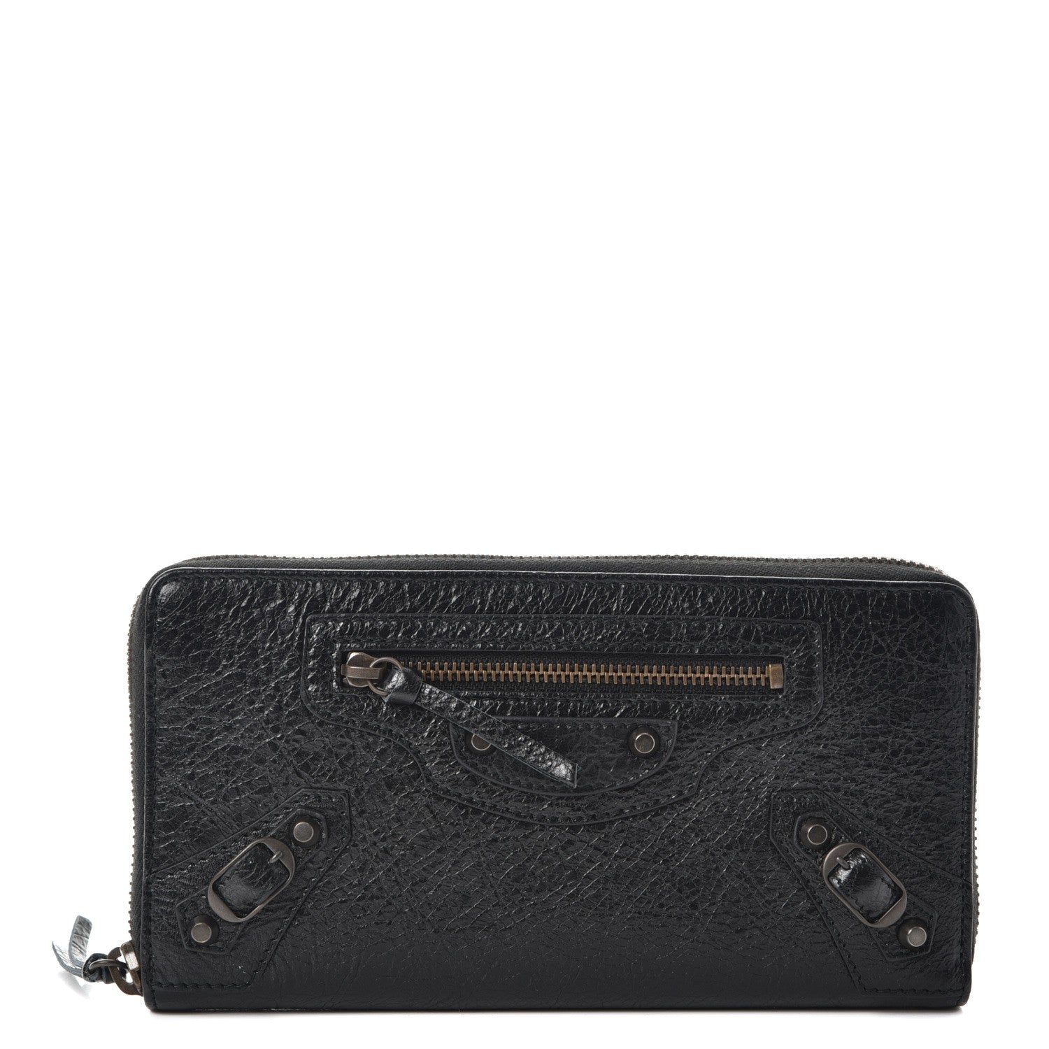 Balenciaga Agneau Classic Silver Hardware Continental Zip Around Wallet Black 1 of 8