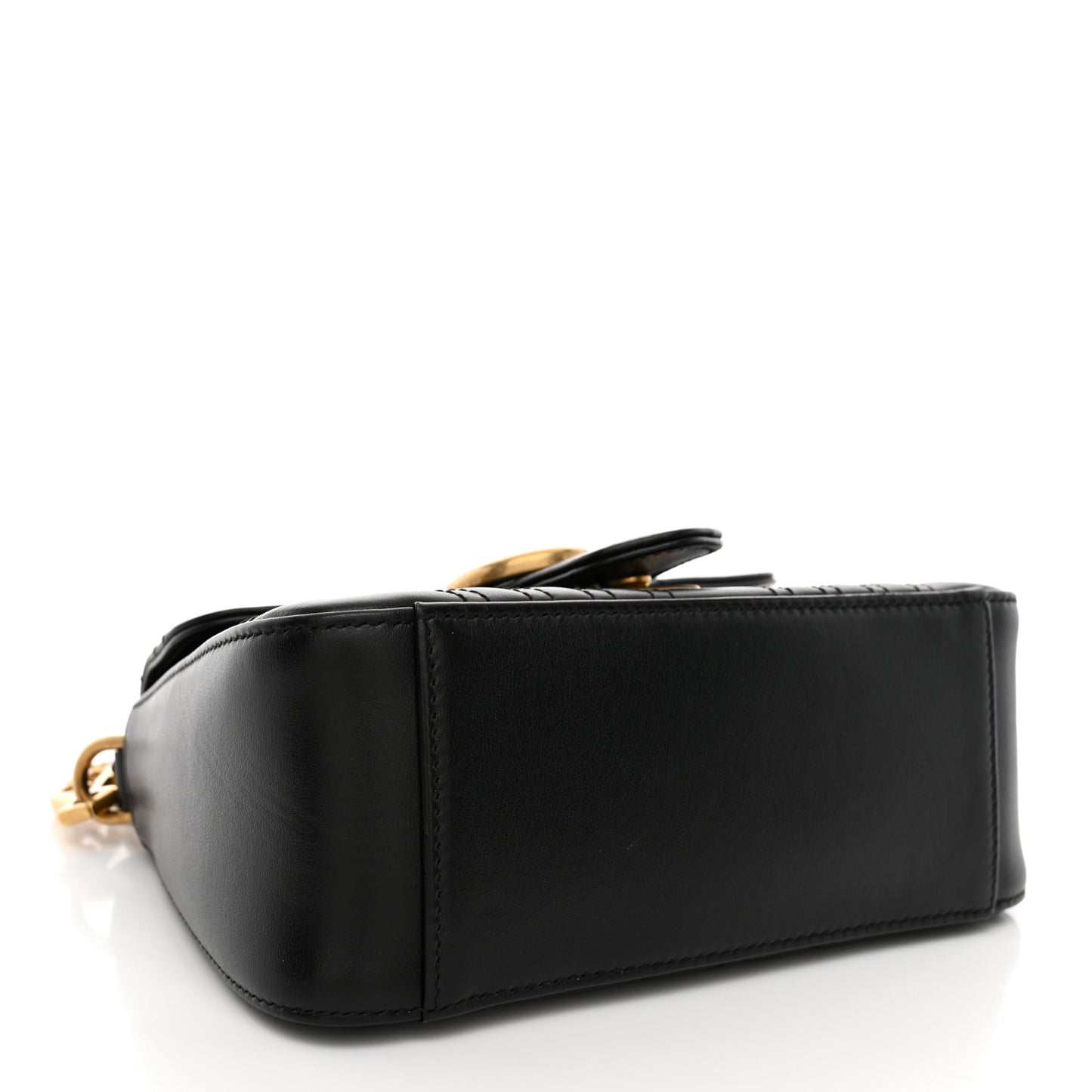 Calfskin Matelasse Mini GG Marmont Top Handle Shoulder Bag Black