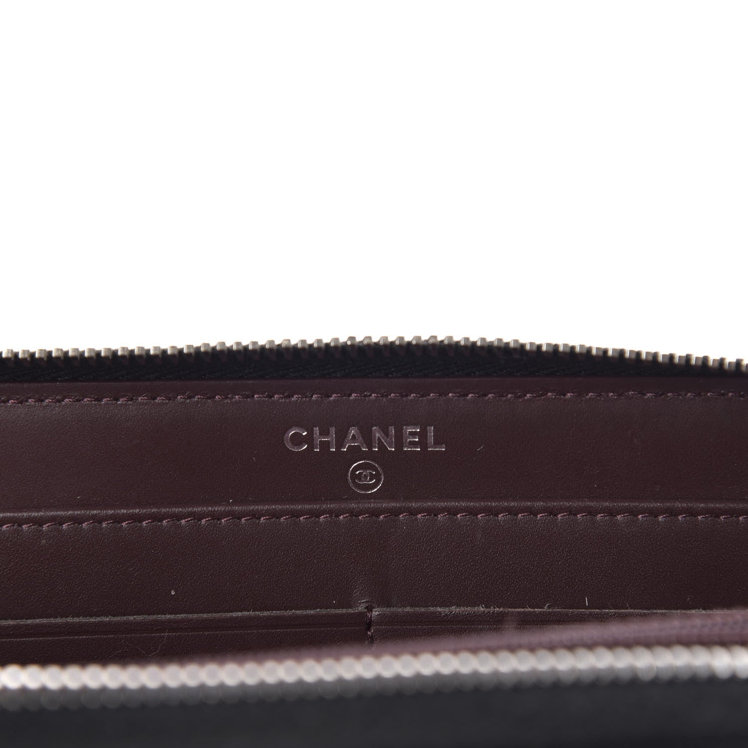 Chanel Caviar Chevron Quilted Large Gusset Zip Around Wallet Black 7 of 10