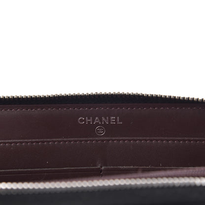 Chanel Caviar Chevron Quilted Large Gusset Zip Around Wallet Black 7 of 10