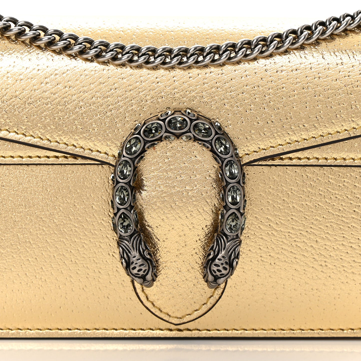 Metallic Calfskin Super Mini Dionysus Shoulder Bag Gold