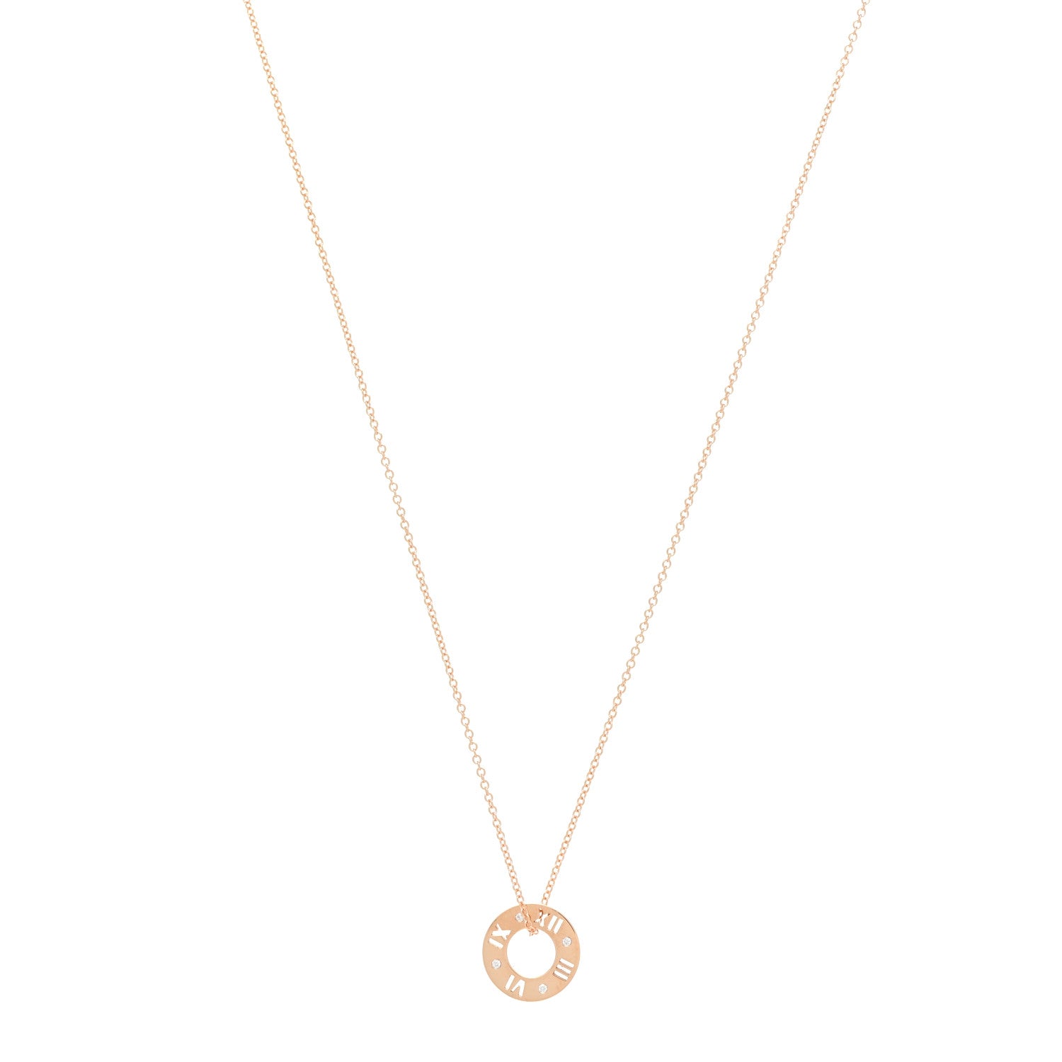 Tiffany 18K Rose Gold Diamond Atlas Pierced Pendant Necklace 1 of 7