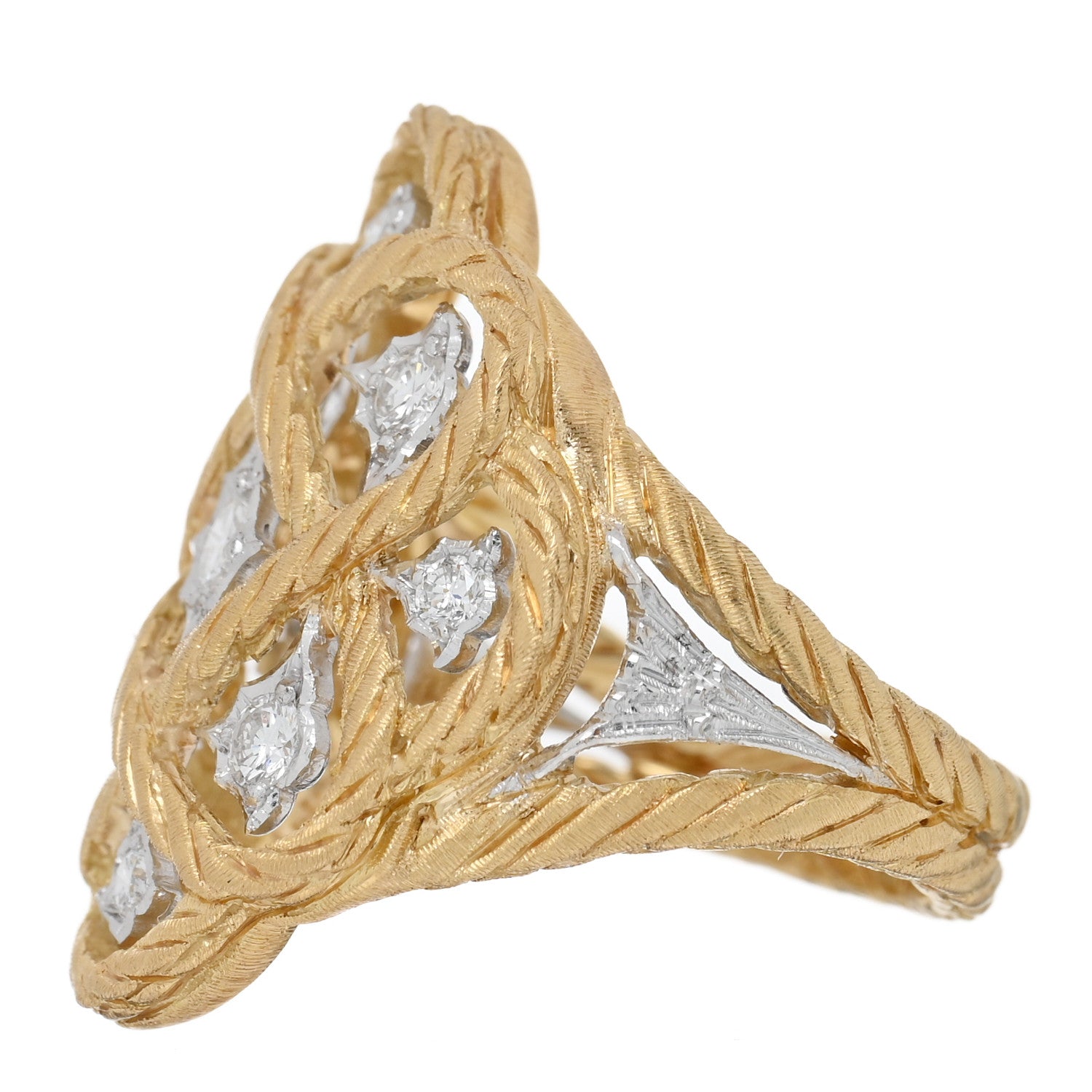 Buccellati 18K Yellow White Gold Diamond Etoilee Ring 51 5.75 2 of 5