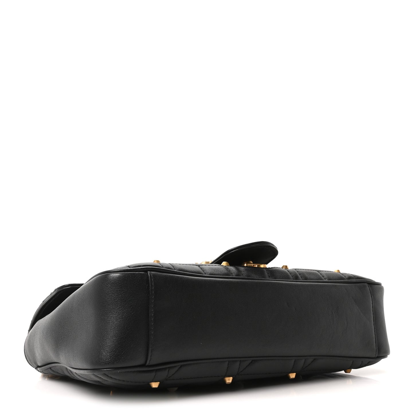 Calfskin Matelasse Studded Medium Pearly GG Marmont Shoulder Bag Black