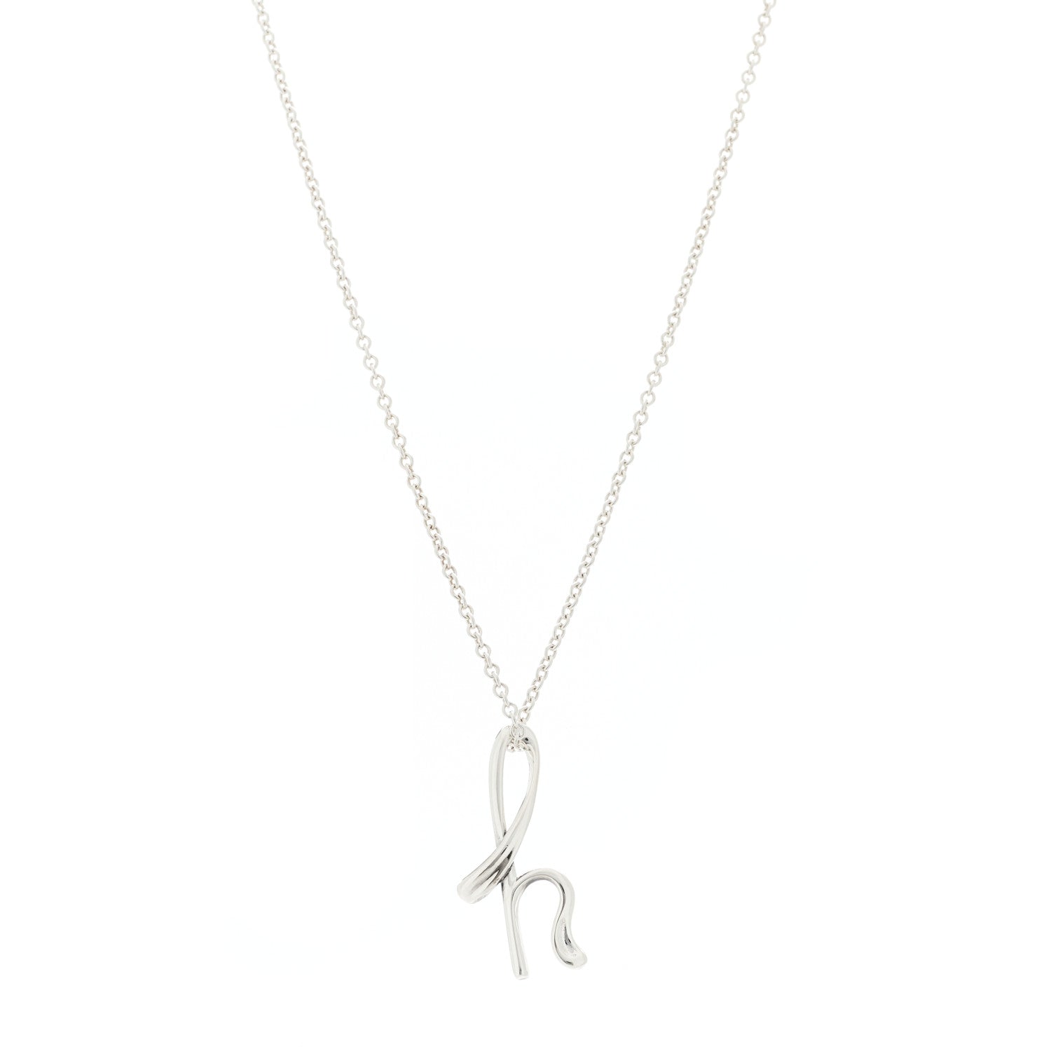 Tiffany Sterling Silver Elsa Peretti Letter H Pendant Necklace 1 of 6