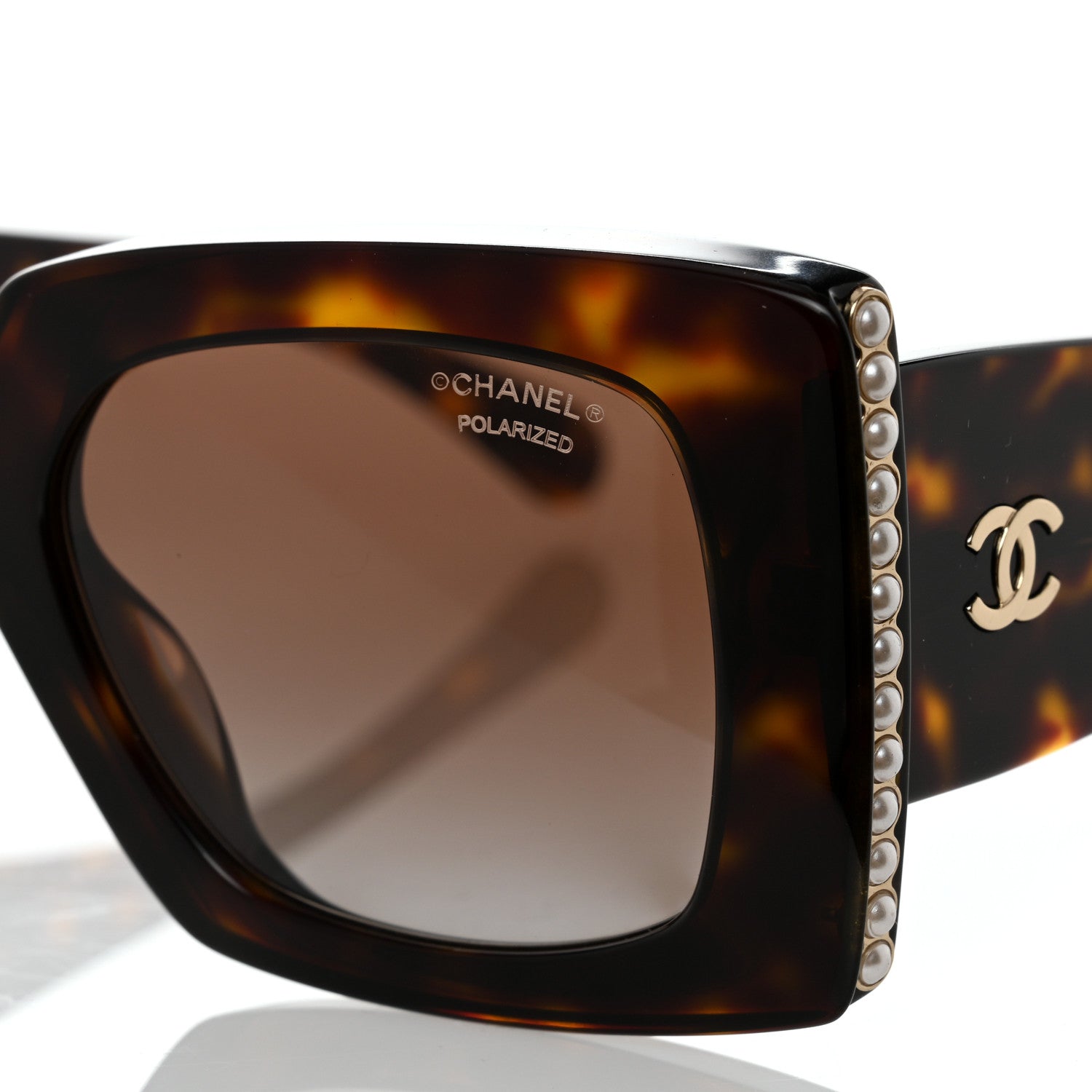Chanel Acetate Pearl Rectangle Sunglasses 5480-H-A Tortoise 8 of 8