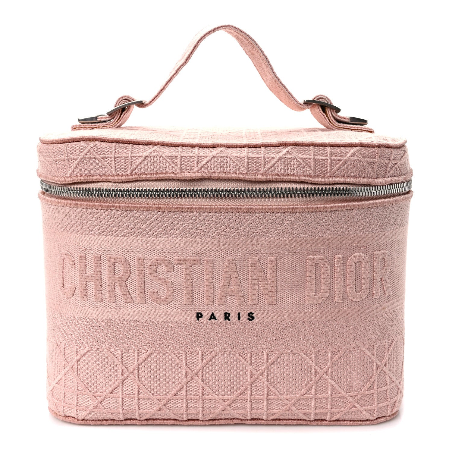 Christian Dior Canvas Embroidered Cannage Diortravel Vanity Case Bois de Rose 1 of 12