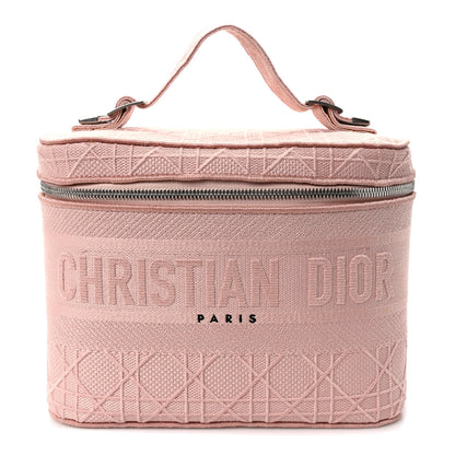 Christian Dior Canvas Embroidered Cannage Diortravel Vanity Case Bois de Rose 1 of 12