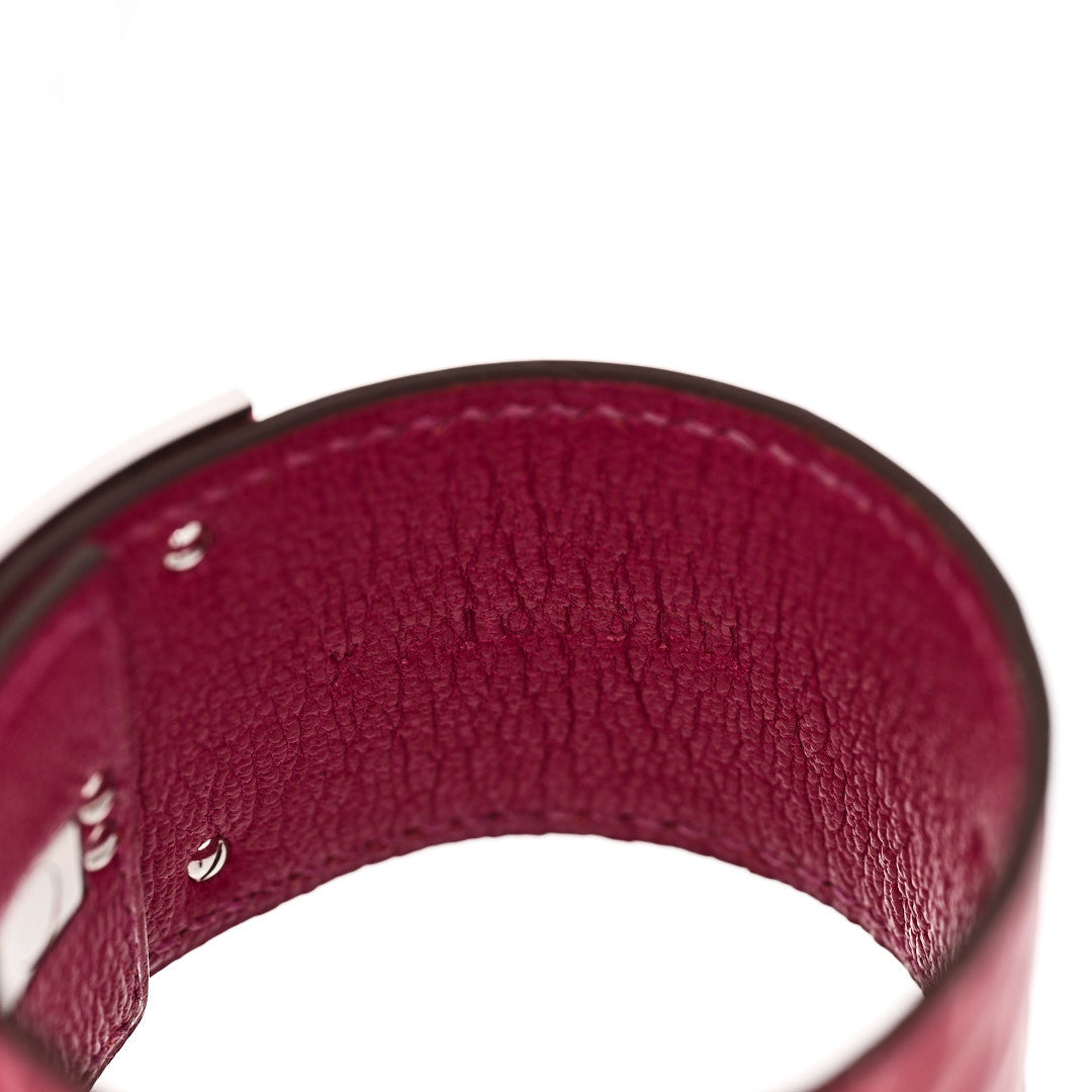18K White Gold Diamond Crocodile Kelly Bracelet Fuchsia