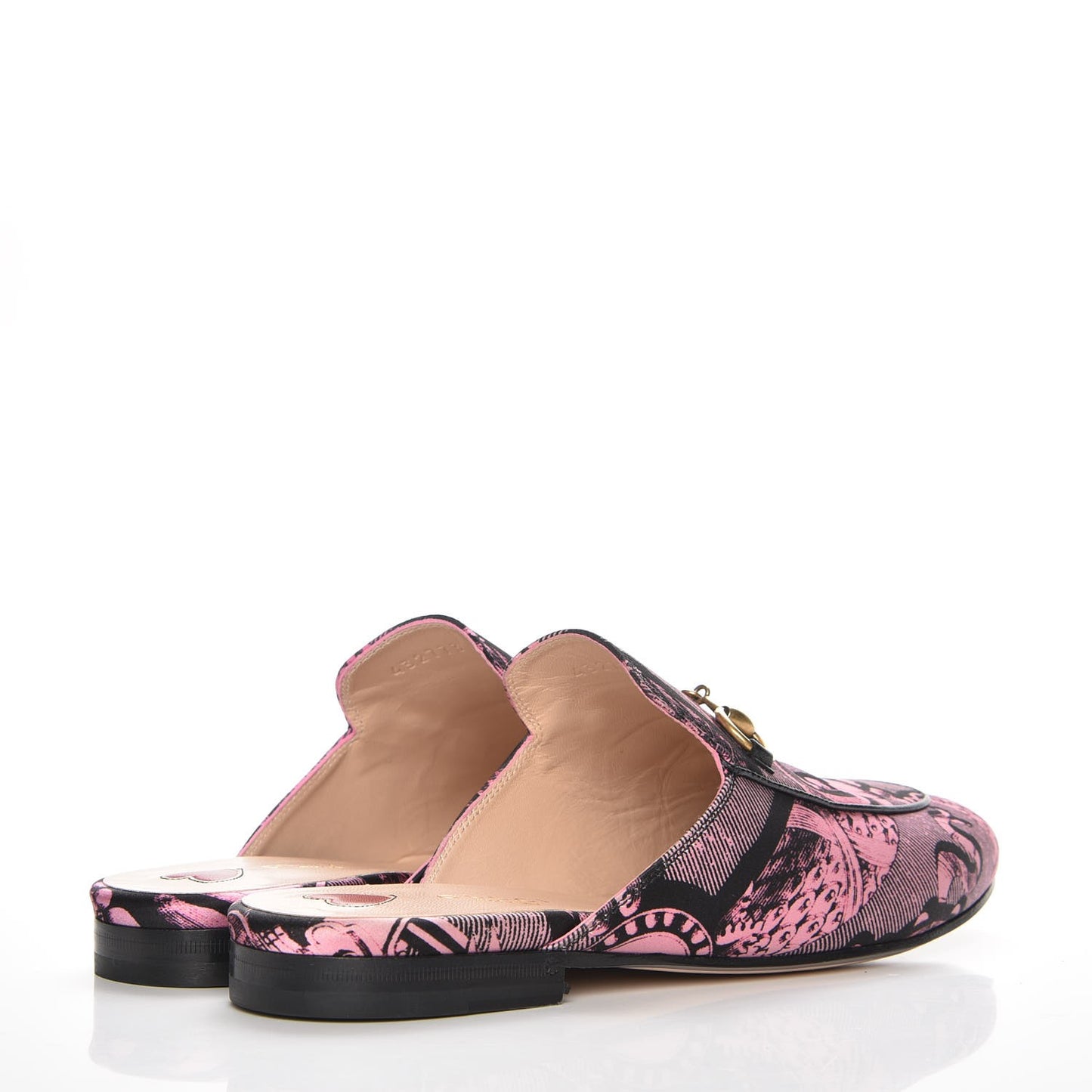 Silk Satin GG Wallpaper Saint Romain Womens Princetown Slippers 36 Pink Black