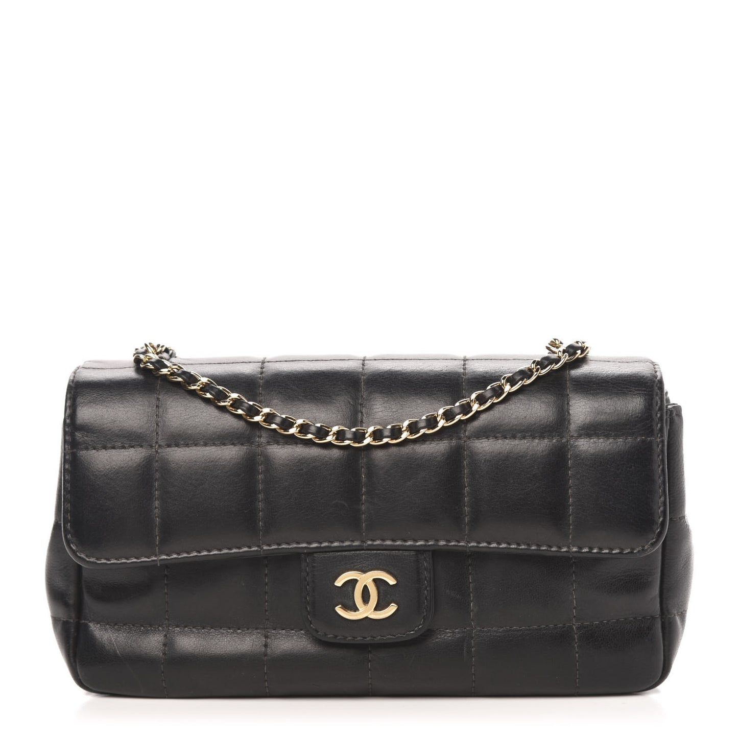 Lambskin Quilted Mini Chocolate Bar Flap Black