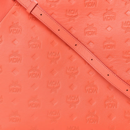 MCM Calfskin Ottomar Monogram Medium Klara Hobo Hot Coral 7 of 11