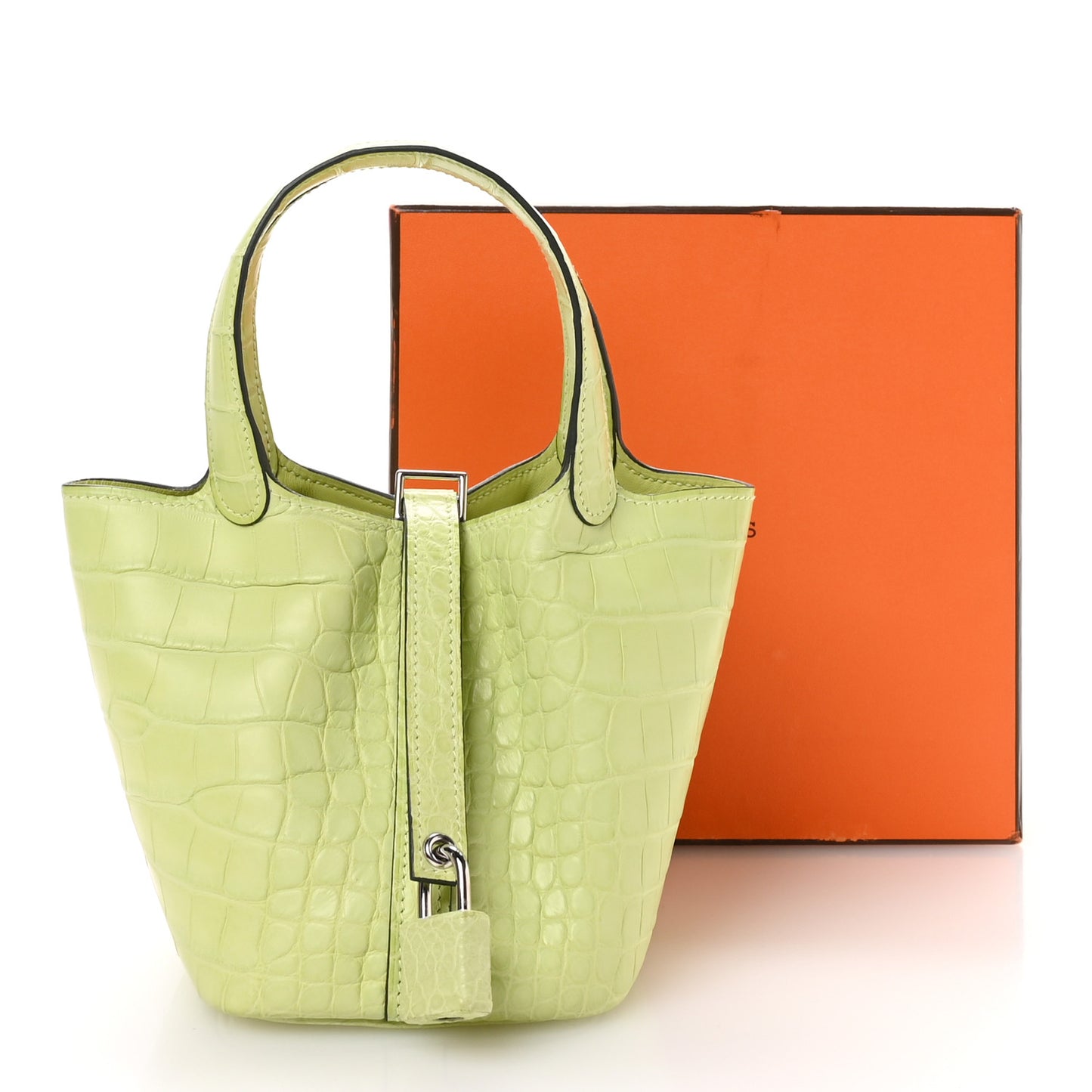 Matte Alligator Micro Picotin Lock Jaune Bourgeon