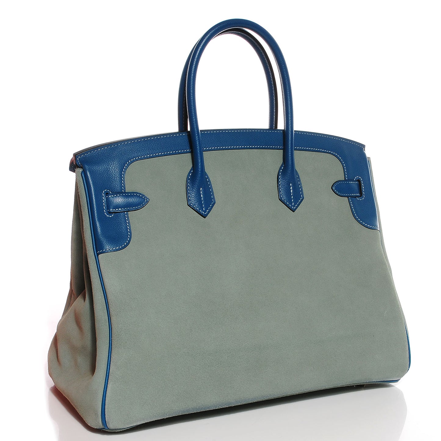 Veau Doblis Evergrain Grizzly Birkin 35 Bleu de Galice Ciel