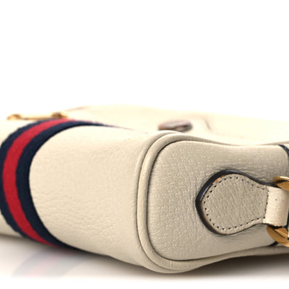 Gucci Textured Dollar Calfskin Web Mini Ophidia Shoulder Bag Mystic White 10 of 14