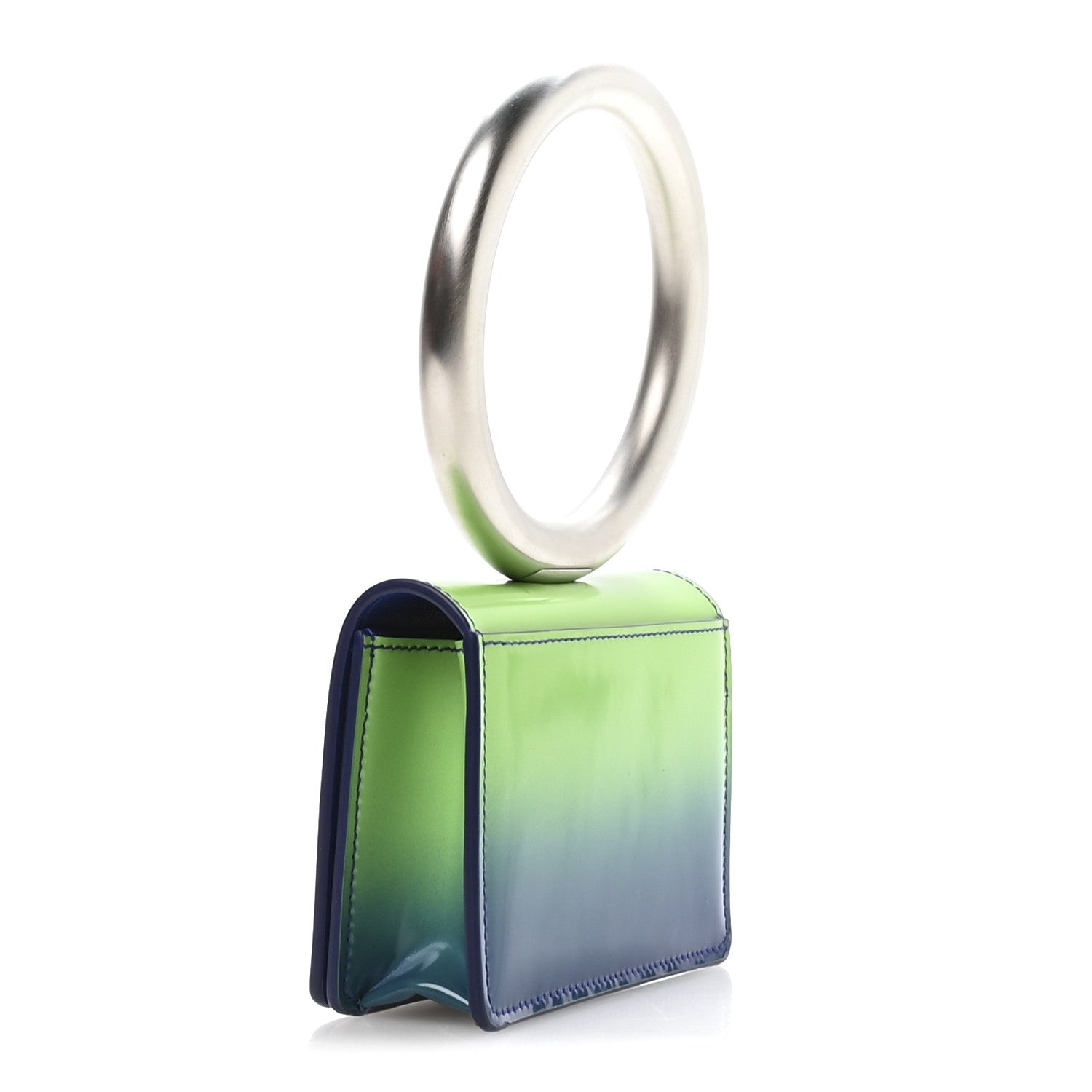 Salvatore Ferragamo Smooth Airbrushed Calfskin Micro Pouch Lime