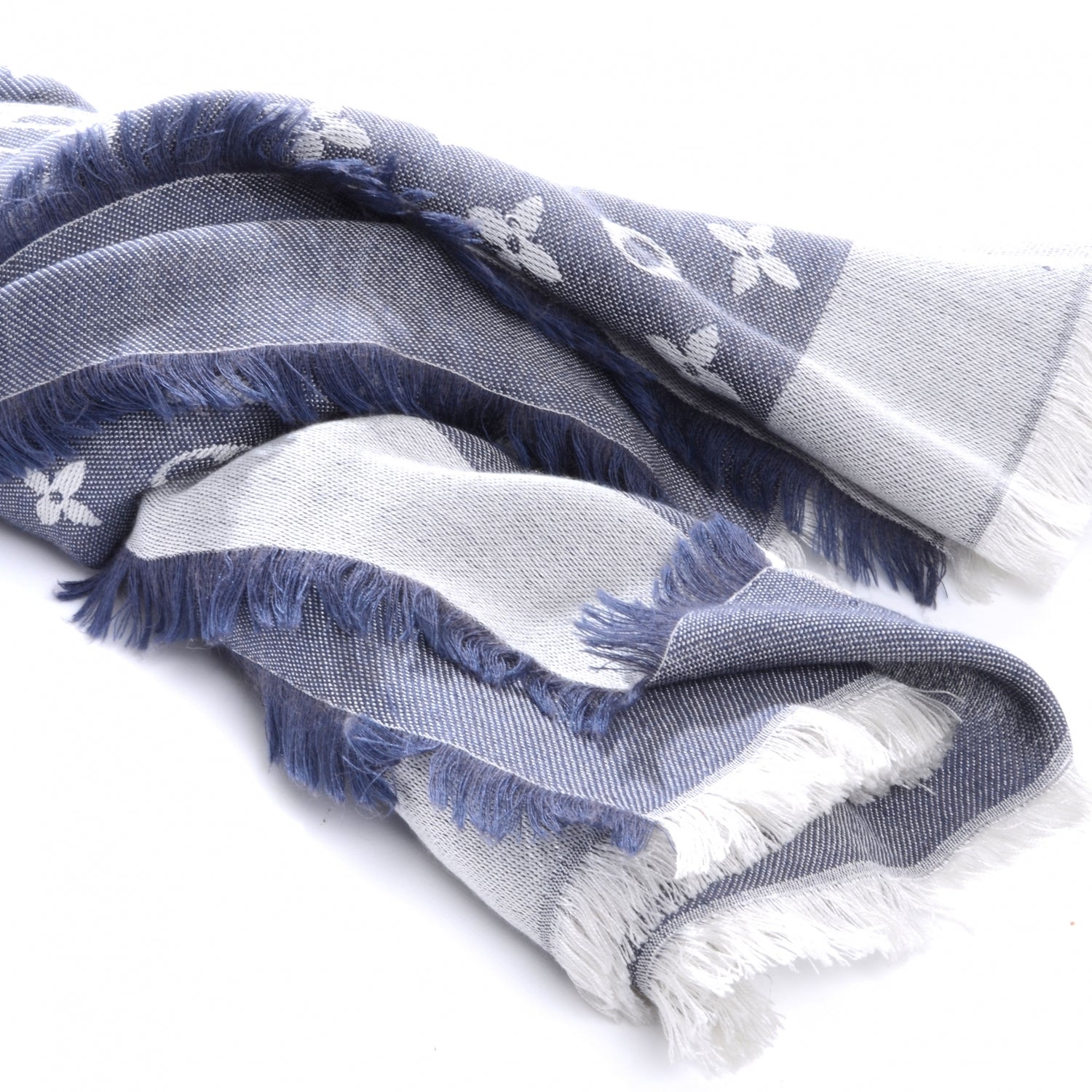 Louis Vuitton Wool Silk Monogram Denim Shawl 7 of 10