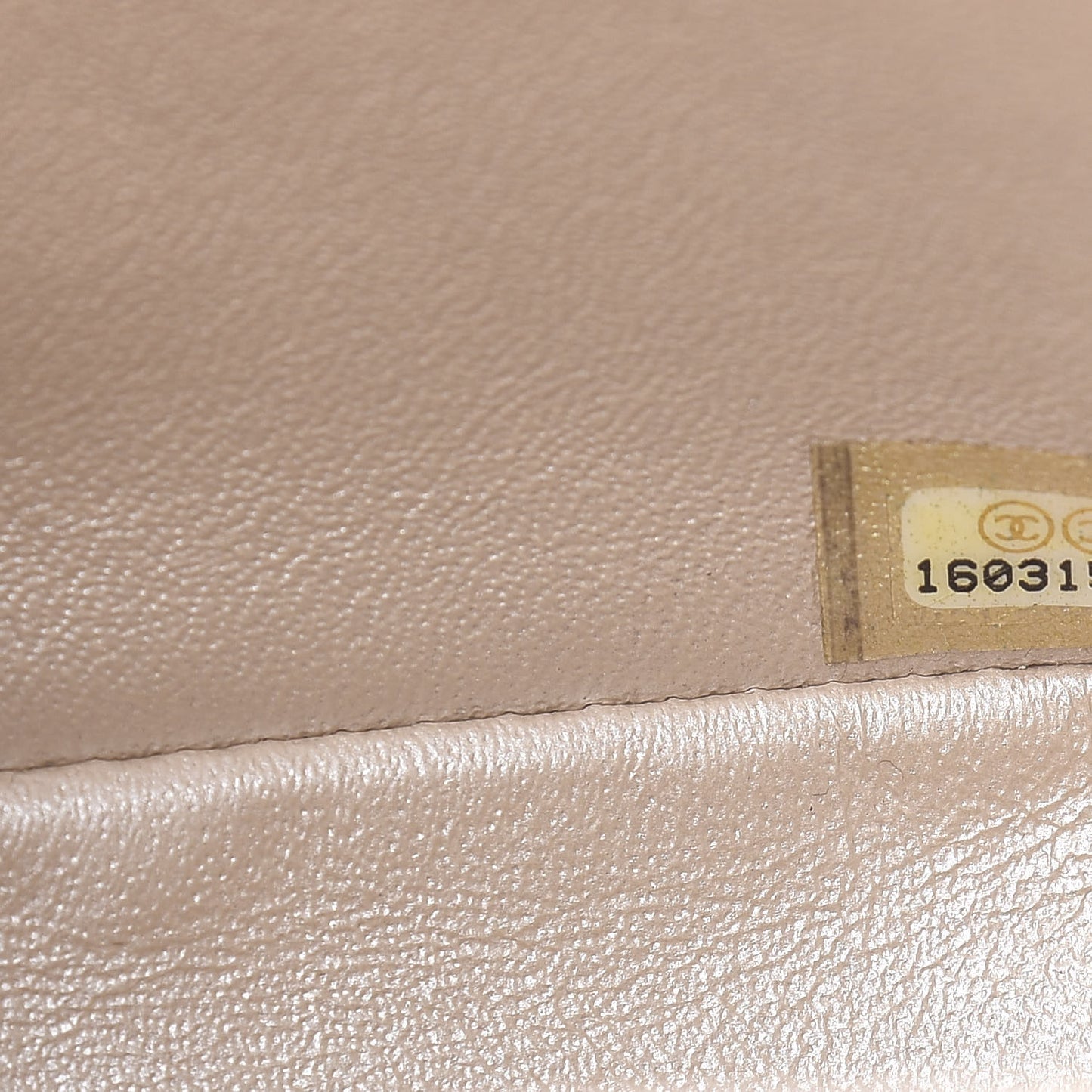 Pearly Caviar Quilted Mini Rectangular Flap Beige