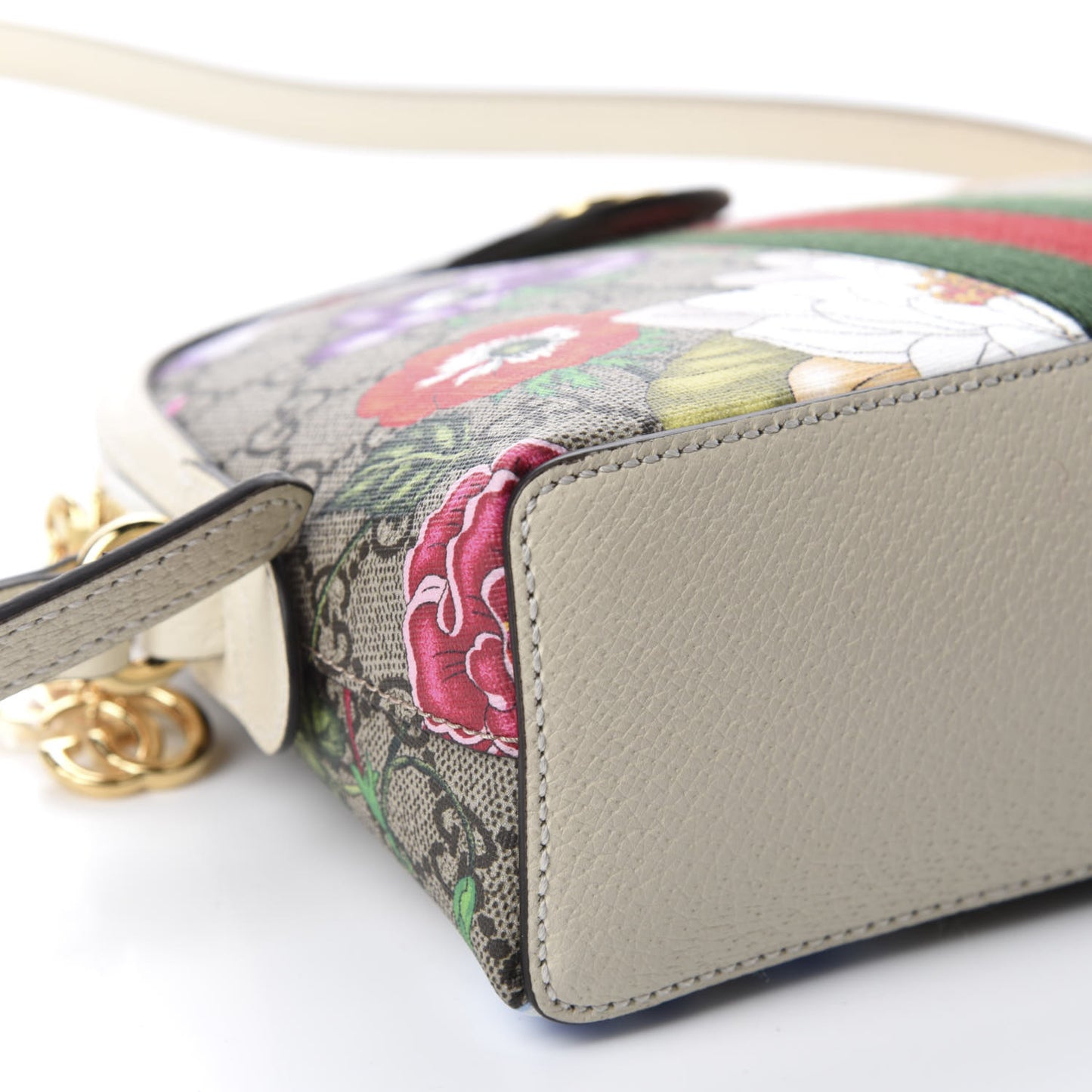 GG Supreme Monogram Flora Web GG Small Ophidia Dome Shoulder Bag White