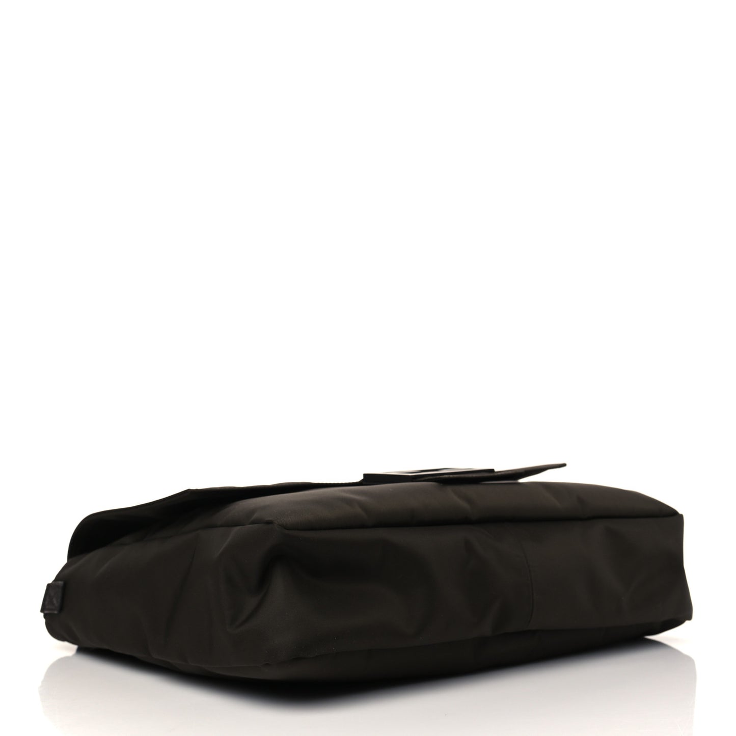 Econyl Nylon Cuoio Romano Monochrome Large Baguette Messenger Bag Ebano