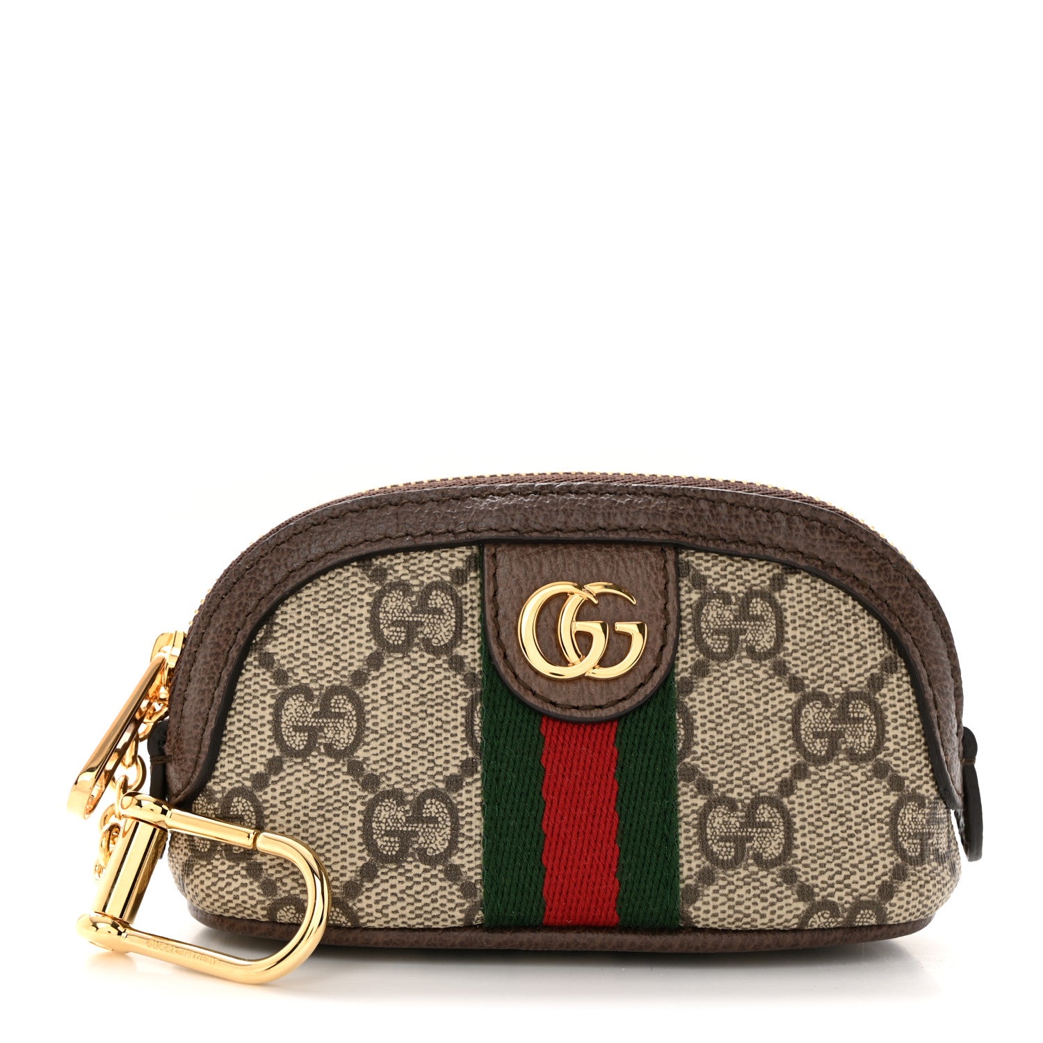 Gucci GG Supreme Monogram Web Ophidia Dome Key Pouch Beige New Acero 1 of 7