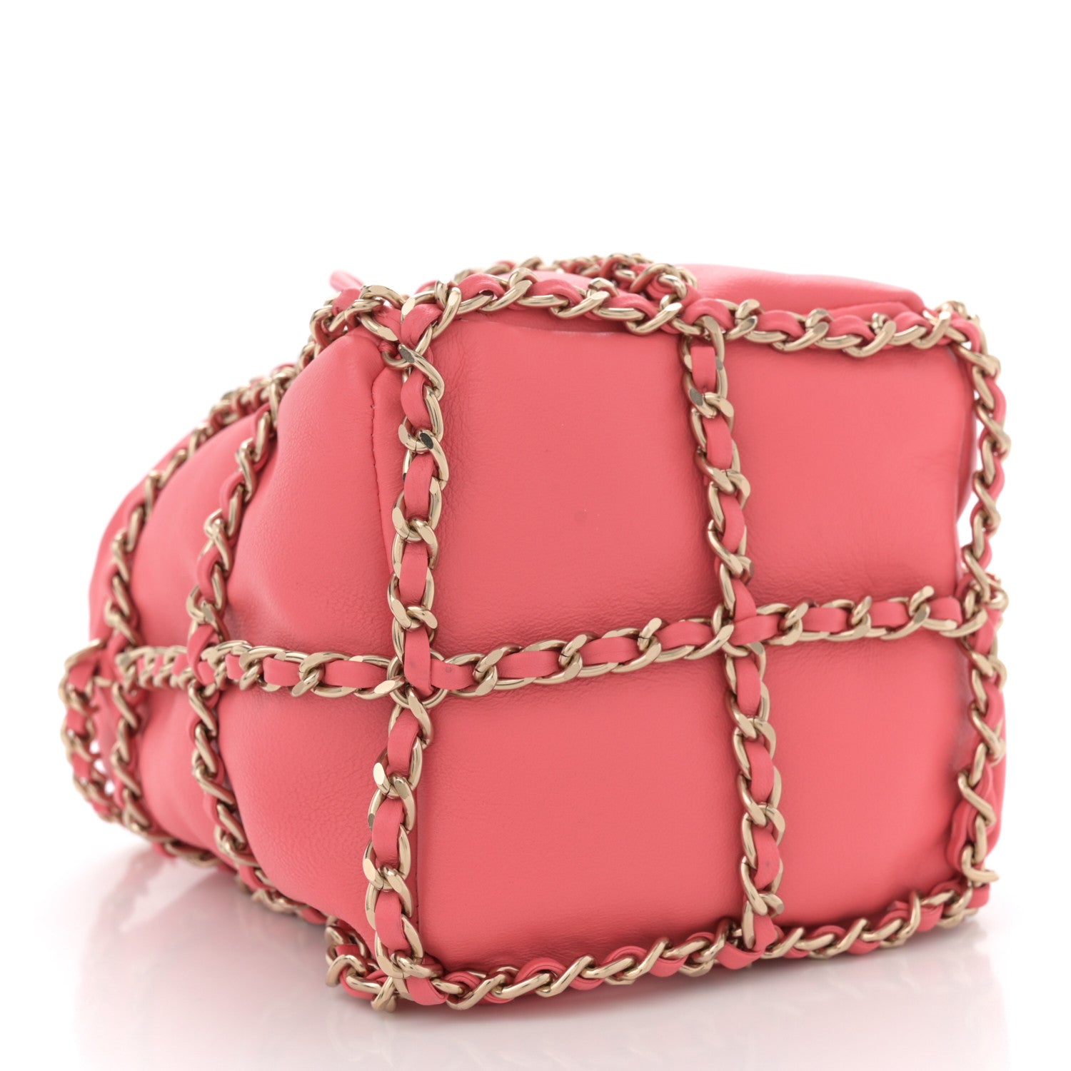Chanel Lambskin Bucket Chain Drawstring Bag Pink 4 of 10