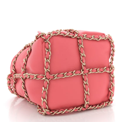 Chanel Lambskin Bucket Chain Drawstring Bag Pink 4 of 10