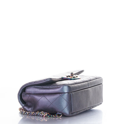 Chanel Iridescent Goatskin Quilted Small Double Carry Waist Chain Flap Purple 5 of 8