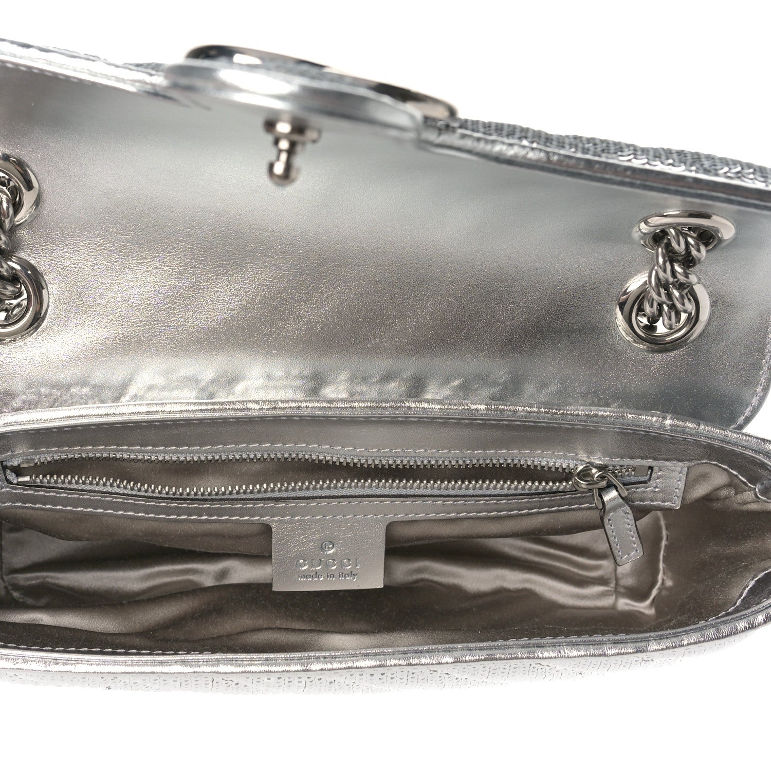 Gucci Sequin Matelasse Small GG Marmont Shoulder Bag Silver 4 of 8