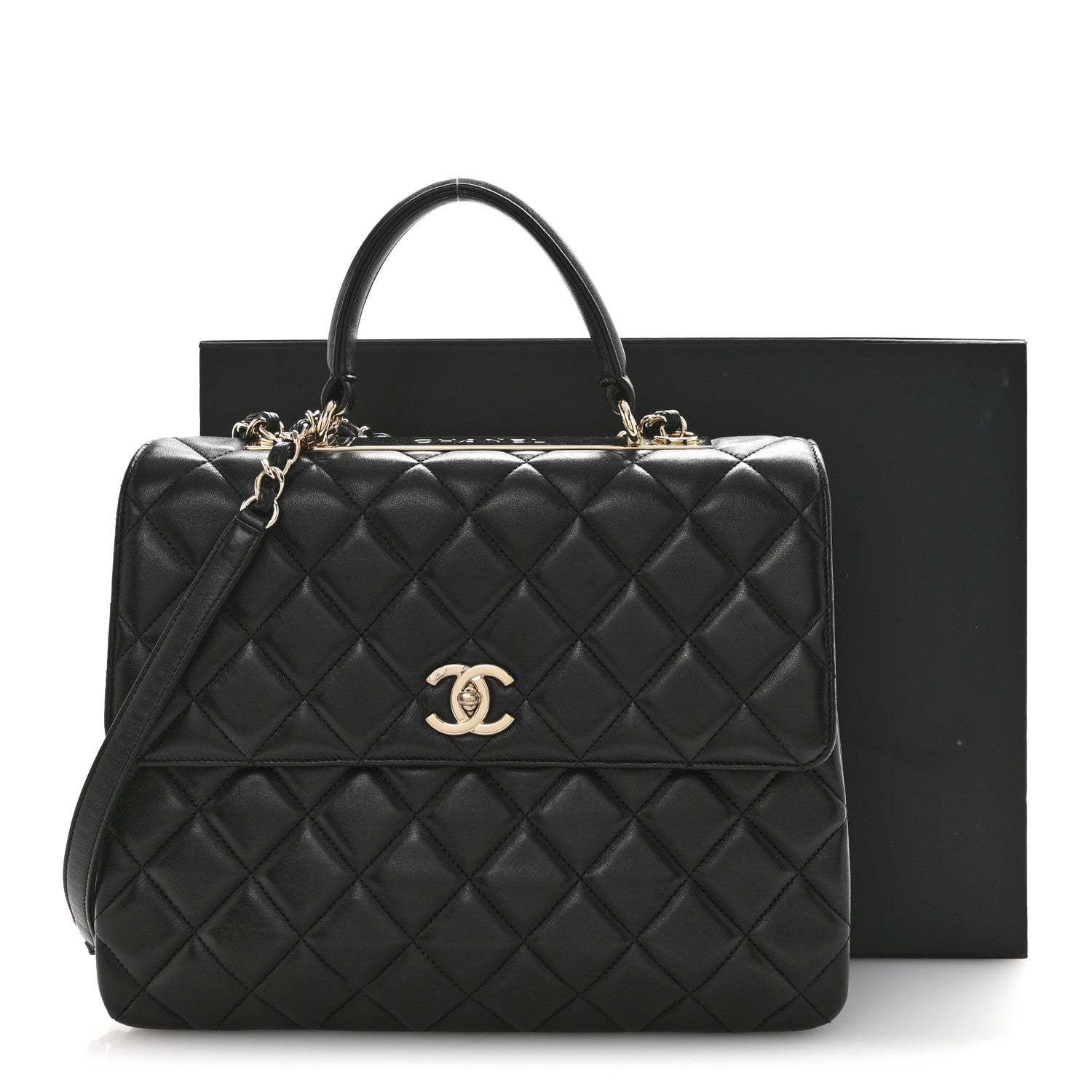Chanel Lambskin Quilted Large Trendy CC Dual Handle Flap Bag Black 15 of 15