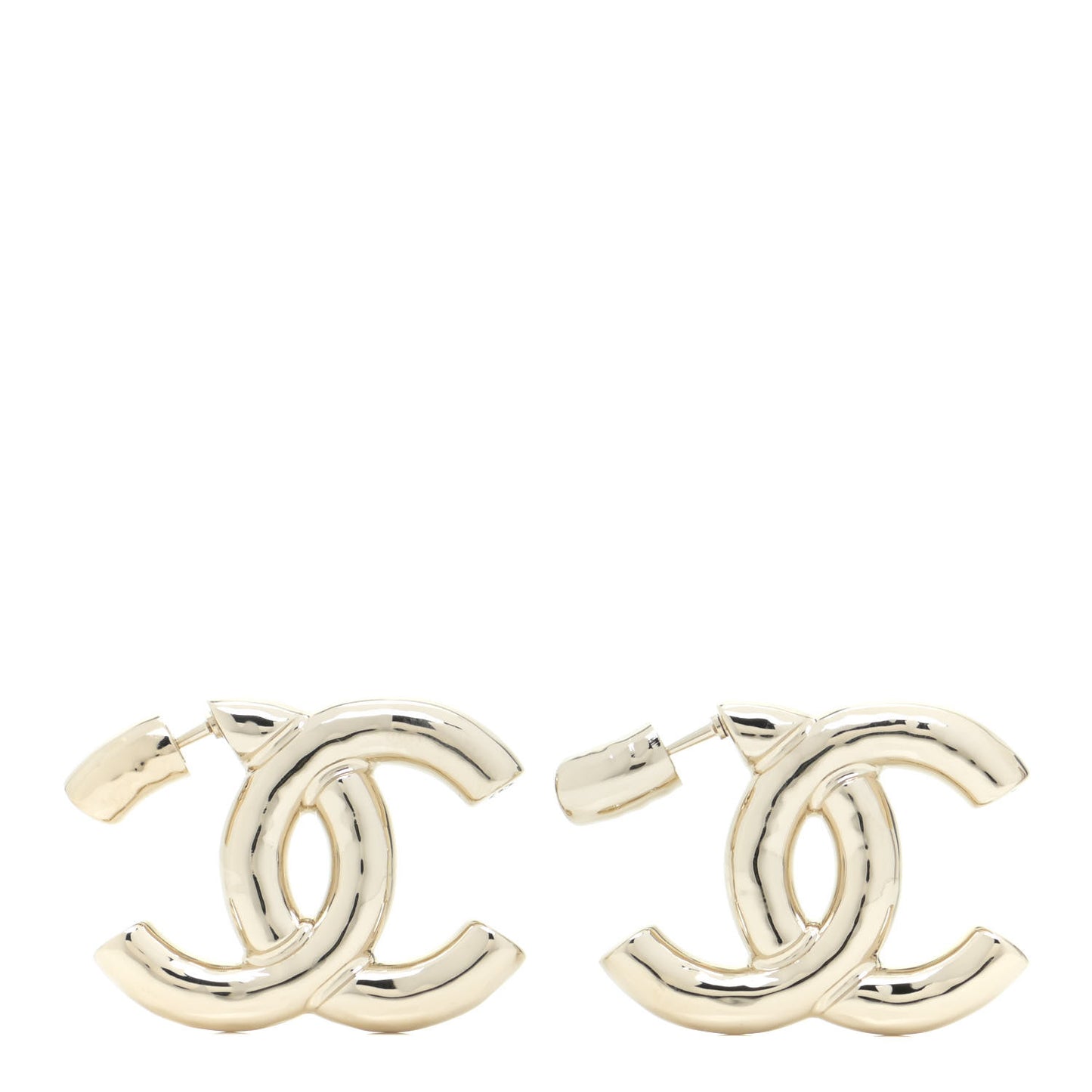 Metal Large CC Earrings Light Gold